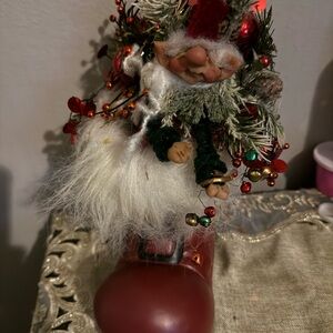 Festive Santa Boot Decoration with Red and Green Accents